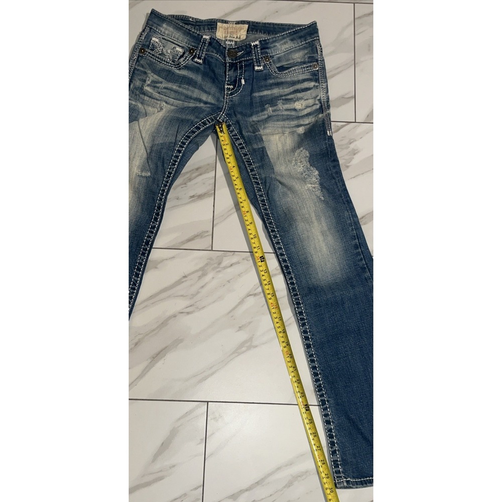 Big Star Liv Slim Bootcut Jeans Women's 27R Whiskered Vintage Denim Blue - Picture 14 of 16